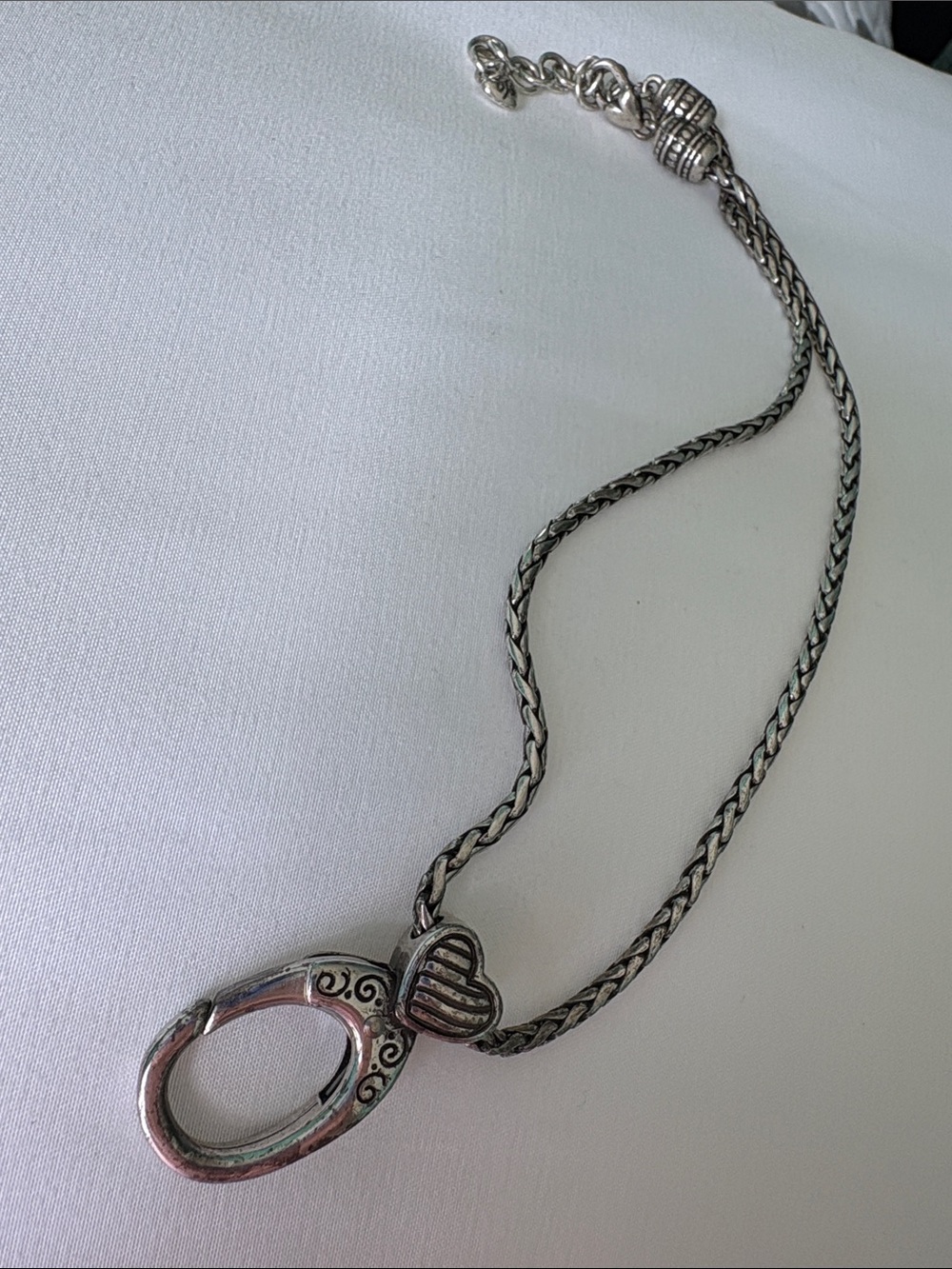 Vintage Brighton Silver Pendant Holder Necklace will Heart Charm